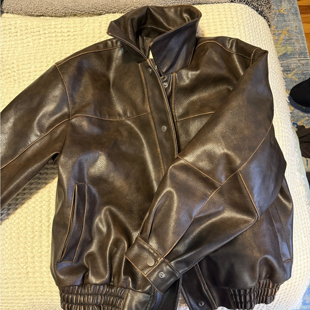 Brown leather bomber from anthro